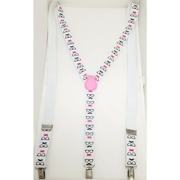 Suspenders Glasses Mustache Bow Tie Design Novelty Accessory Adult Adjustable - Picture 3 of 3